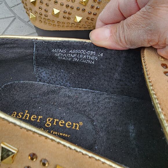 Asher Green Tonal Crystal Studded Suede Smoking Loafer Dress Shoes 14 - Picture 7 of 12